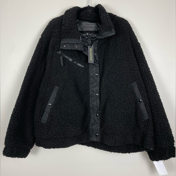 Blank NYC Jackets & Blazers - NWT $98 BlankNYC Black Sherpa Jacket Plus Size 3X Cozy Winter Coat